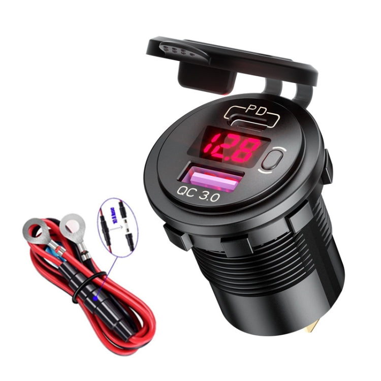 12V Modified Car USB Charger With Voltage Display PD QC3.0 Socket
