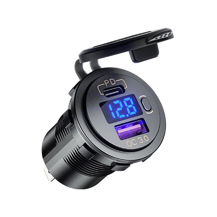 12V Modified Car USB Charger With Voltage Display PD QC3.0 Socket