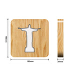 FS-T1971W 2.5W Jesus Pastor Table Lamp USB Solid Wood Hollow Night Light
