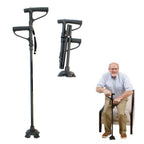 Multifunctional Folding Double-Handle Elderly Crutches Aluminum Alloy Elderly Power-Assisted Walking Sticks Four-Legged Walking Sticks With Lights