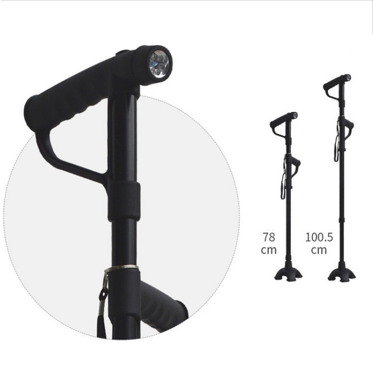 Multifunctional Folding Double-Handle Elderly Crutches Aluminum Alloy Elderly Power-Assisted Walking Sticks Four-Legged Walking Sticks With Lights