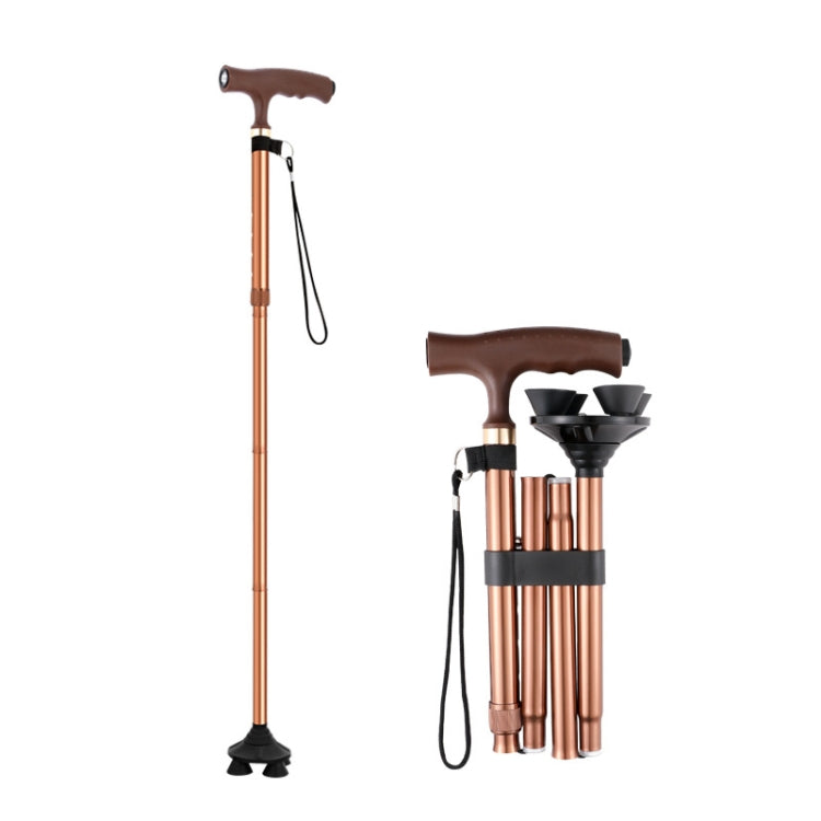 TBS-009 Four-Legged Folding Elderly Crutches Aluminum Alloy Light And Multifunctional Non-Slip Crutches With Light