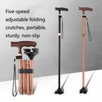TBS-009 Four-Legged Folding Elderly Crutches Aluminum Alloy Light And Multifunctional Non-Slip Crutches With Light
