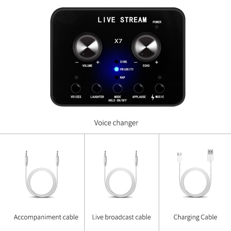 X7 Sound Card Voice Changer Mobile Phone And Computer Compatible With External Electronic Voice Call Microphone Live Sound Card