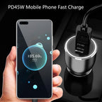 QL845C PD 45W USB-C / Type-C + QC 3.0 USB Car Charger