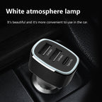 QIAKEY GT690C Dual USB + USB-C / Type-C Aluminum Alloy Three-Hole Car Charger