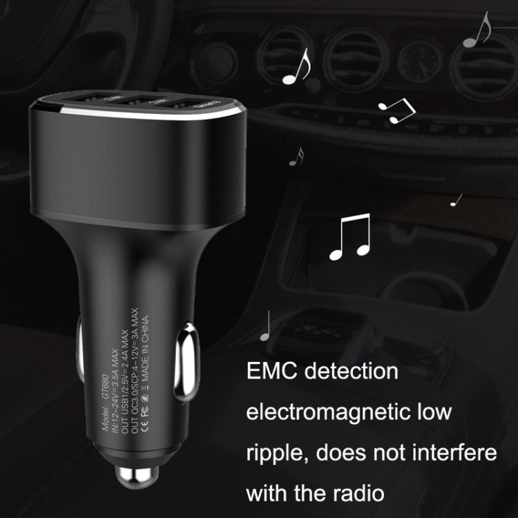 QIAKEY GT690C Dual USB + USB-C / Type-C Aluminum Alloy Three-Hole Car Charger