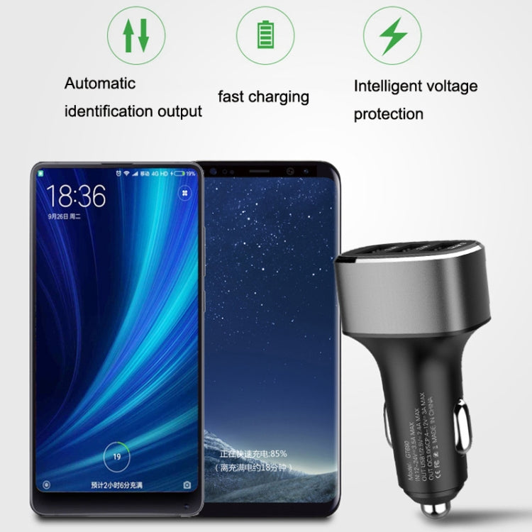 QIAKEY GT690C Dual USB + USB-C / Type-C Aluminum Alloy Three-Hole Car Charger