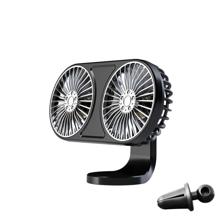 F211 Car Double Head With Led Electric Fan Car Air Outlet Instrument Panel USB Mini Fan