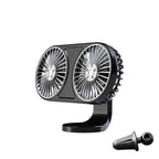 F211 Car Double Head With Led Electric Fan Car Air Outlet Instrument Panel USB Mini Fan