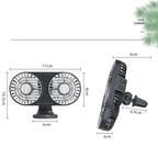 F211 Car Double Head With Led Electric Fan Car Air Outlet Instrument Panel USB Mini Fan