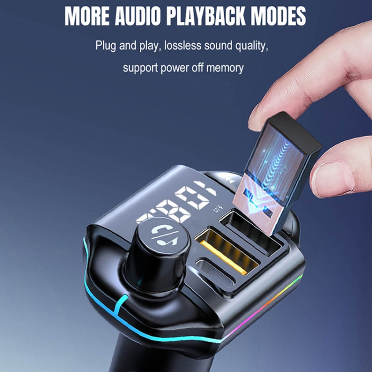 A10 Colorful Atmosphere Light FM Bluetooth Transmitter Car Charger