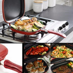 Household Pan Double Side Grill Fry Pan Cookware Double Face Pan