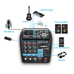 TEYUN A4 4-way Small Microphone Digital Mixer Live Recording Effector