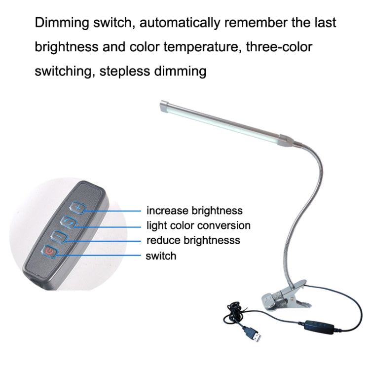 USB Clip Lamp Student Eye Protection LED Dimmable Desk Light
