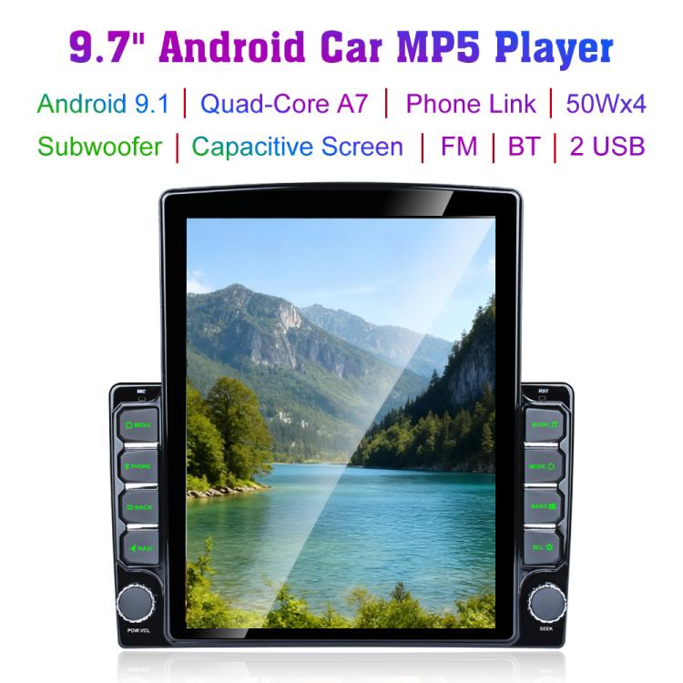 9.7 Inch Vertical Screen 2.5D Glass Car Android Universal Player Navigator MP5 Integrated Machine