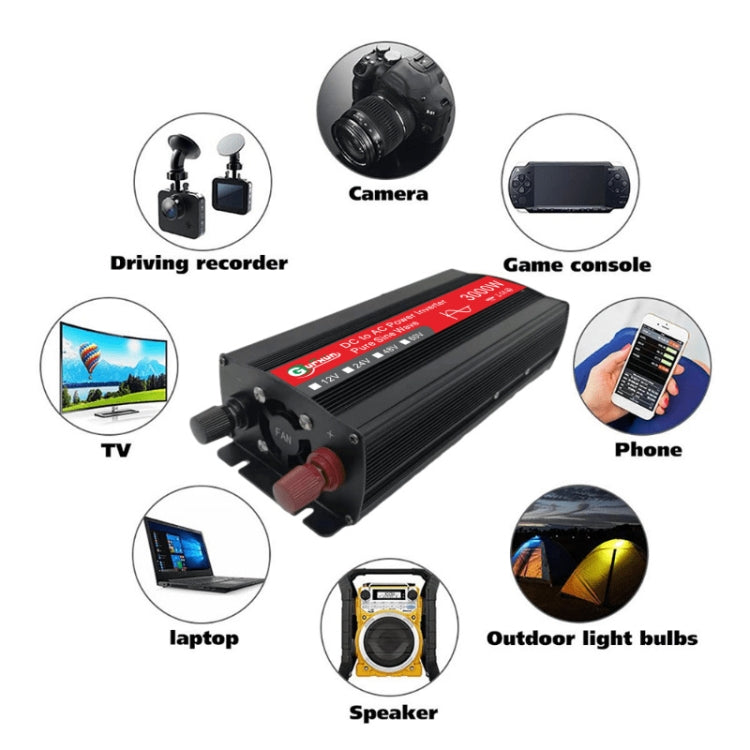 Gurxun Sine Wave Inverter 3000W 2/24/48/60V To 220V Car Boost Converter