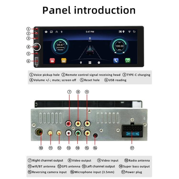 Car Radio Wireless Bluetooth Hands-Free Android Navigation