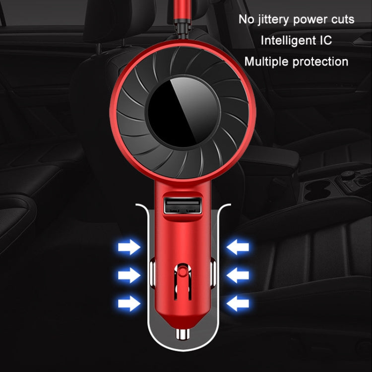 3 In 1 USB Dual Cable Single Pull Retractable Car Charger