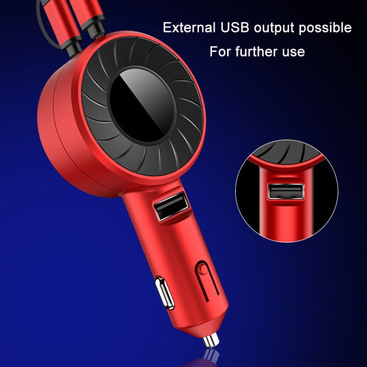 3 In 1 USB Dual Cable Single Pull Retractable Car Charger
