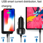 IBD355-1UC 18W+45W Smart Car Charger Dual-port Metal Phone Fast Charger