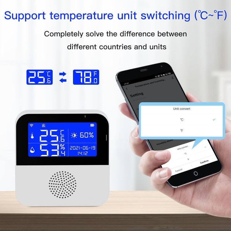 Tuya WIFI Temperature And Humidity Sensor With 2.9inch LCD Display,Spec: