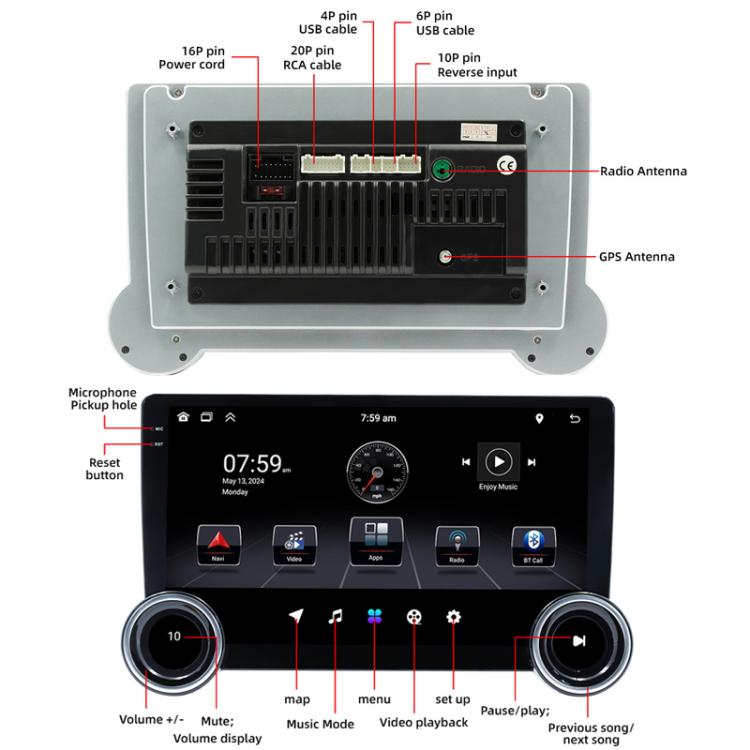 10.1 inch IPS Display + 2.5D Touch Screen Bluetooth FM Radio Car Navigation Machine