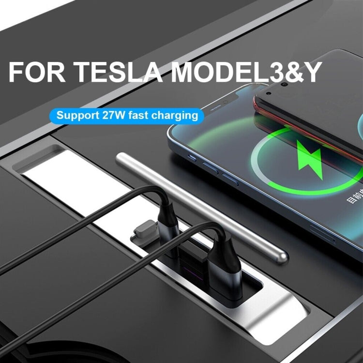 For Tesla Model 3/Y Car USB-C/Type-C+2 USB 3.0 Port Docking Station HUB