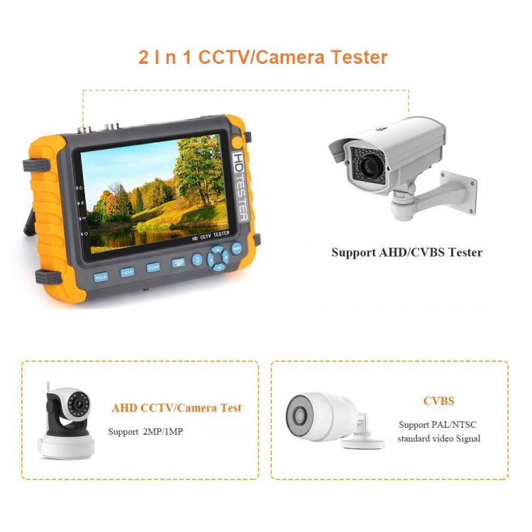 5800ACT-VH 5 Inch Large Screen Engineering Treasure Coaxial AHD / TVI / CVI 8MP Analog Video Surveillance Tester, US Plug
