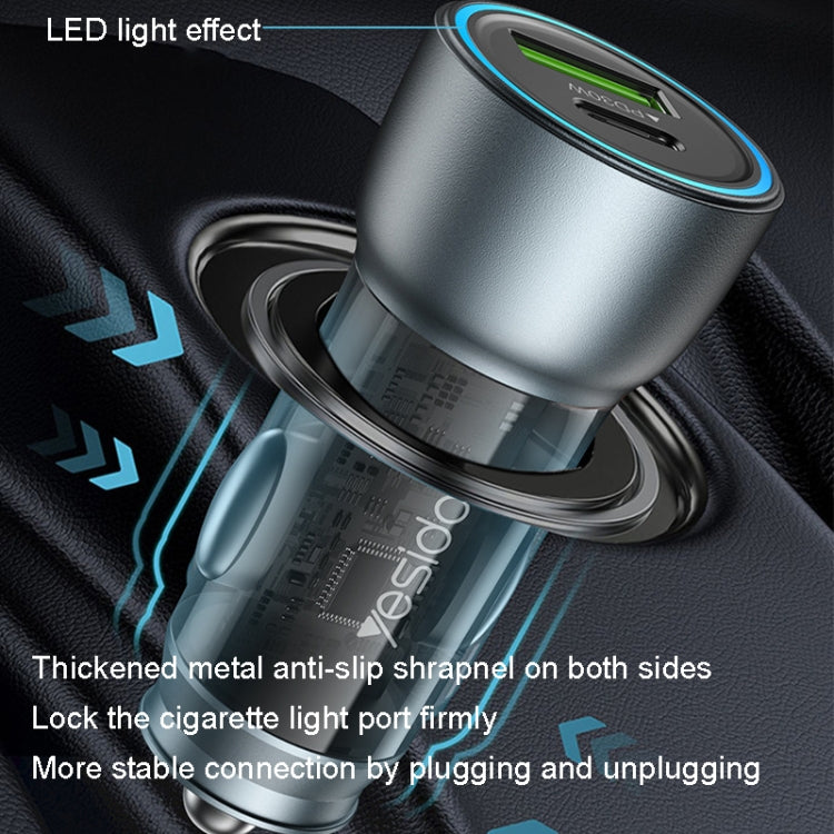 Yesido Y49 Car USB3.0 Fast Charger 30W Translucent PD Fast Charging