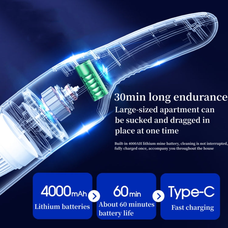 4 In 1 12000pa Wireless  Mini Handheld Car Vacuum Cleaner Mite Remover