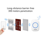 CACAZI A06-DC 1 to 2 Battery Smart Home Wireless Waterproof Doorbell