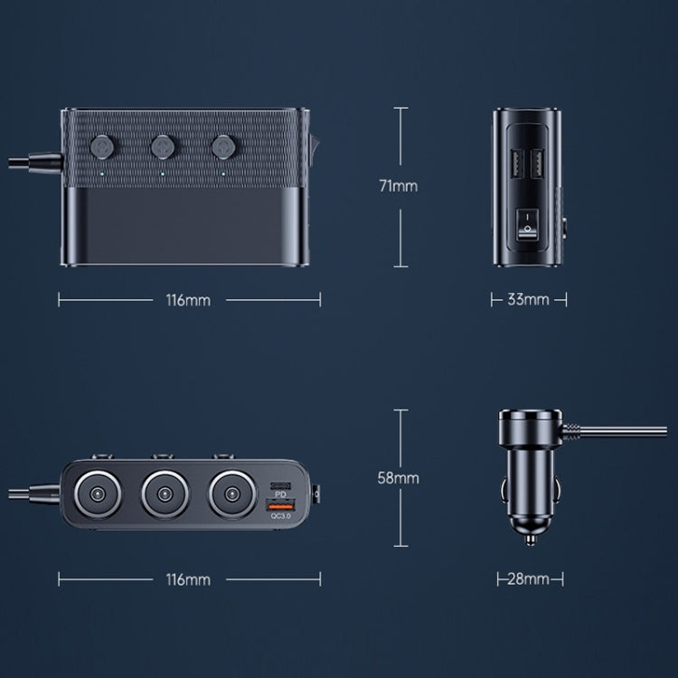 Car Cigarette Lighter USB3.0/PD Interface 128W Car Charger