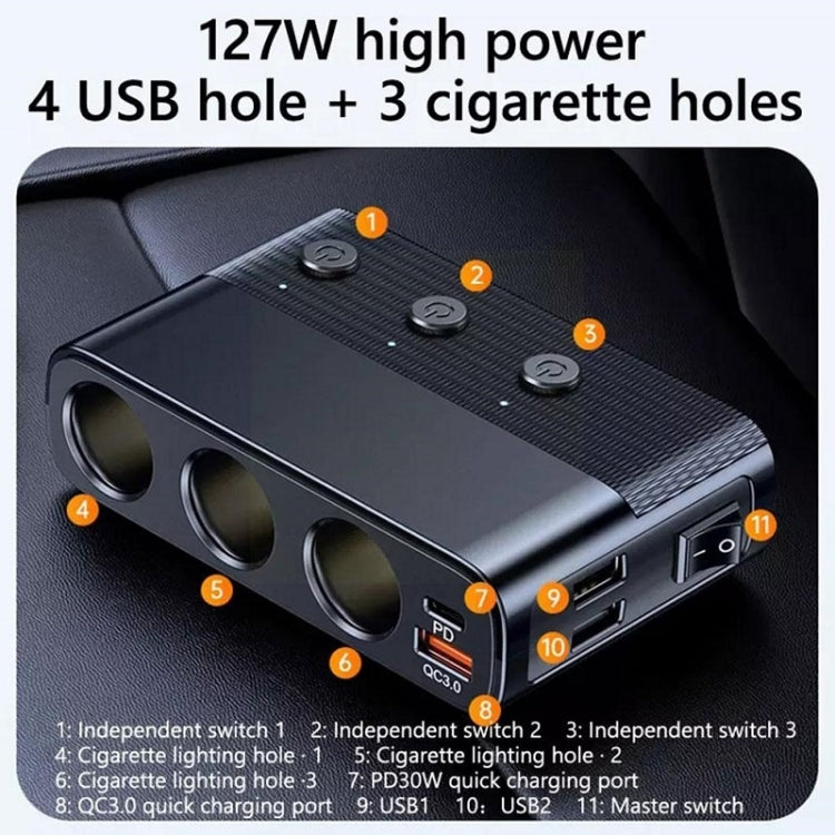 Car Cigarette Lighter USB3.0/PD Interface 128W Car Charger