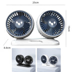 12v/24v Car Fan USB Interface Powerful Double Head Electric Fan