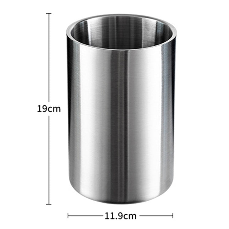 Large Capacity Thickened Stainless Steel Round Ice Bucket Bar Double-Layer Champagne Beer Barrel