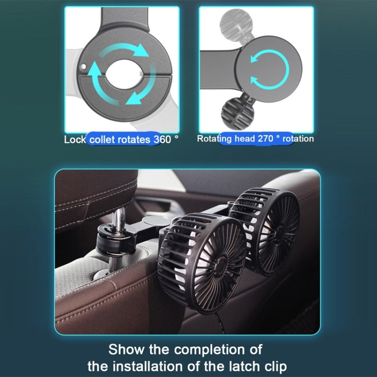 5V 2A Car Rear Seat Back USB Interface Powerful Double-headed Fan