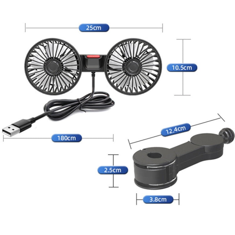5V 2A Car Rear Seat Back USB Interface Powerful Double-headed Fan