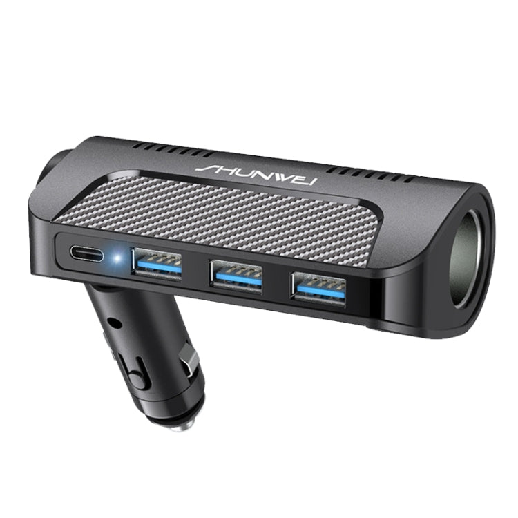 SHUNWEI SD-1920 120W PD18W+5A 3-Port USB Car Multifunctional Rotatable Fast Charger