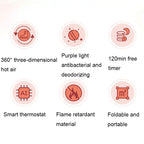 YM-102 Smart Home Timing UV Purple Light Sterilization and Deodorization Dryer Portable Shoe Dryer