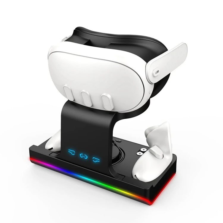 For Meta Quest 3 Headset Charging Base with Dazzle Lights VR Grip Charging Stand