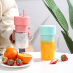 420ml 6 Blades Straw Juice Cup USB Charging Portable Fruit Juicer Smoothie Maker