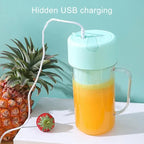 420ml 6 Blades Straw Juice Cup USB Charging Portable Fruit Juicer Smoothie Maker