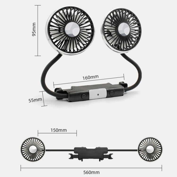 Car Double-head Hose Seat Fan with Light