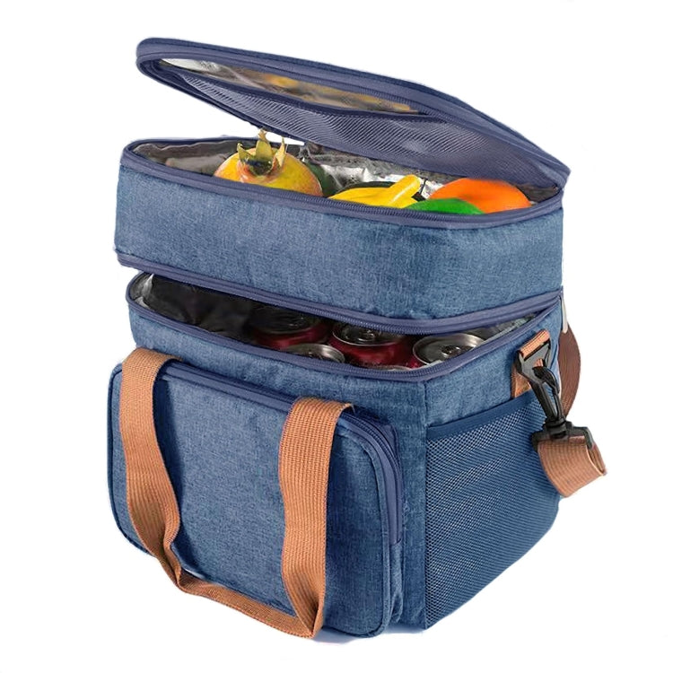 Double Layer Insulated Lunch Bag Large Capacity Food Cooler Bag with Shoulder Strap