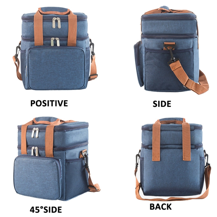 Double Layer Insulated Lunch Bag Large Capacity Food Cooler Bag with Shoulder Strap