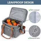 Double Layer Insulated Lunch Bag Large Capacity Food Cooler Bag with Shoulder Strap
