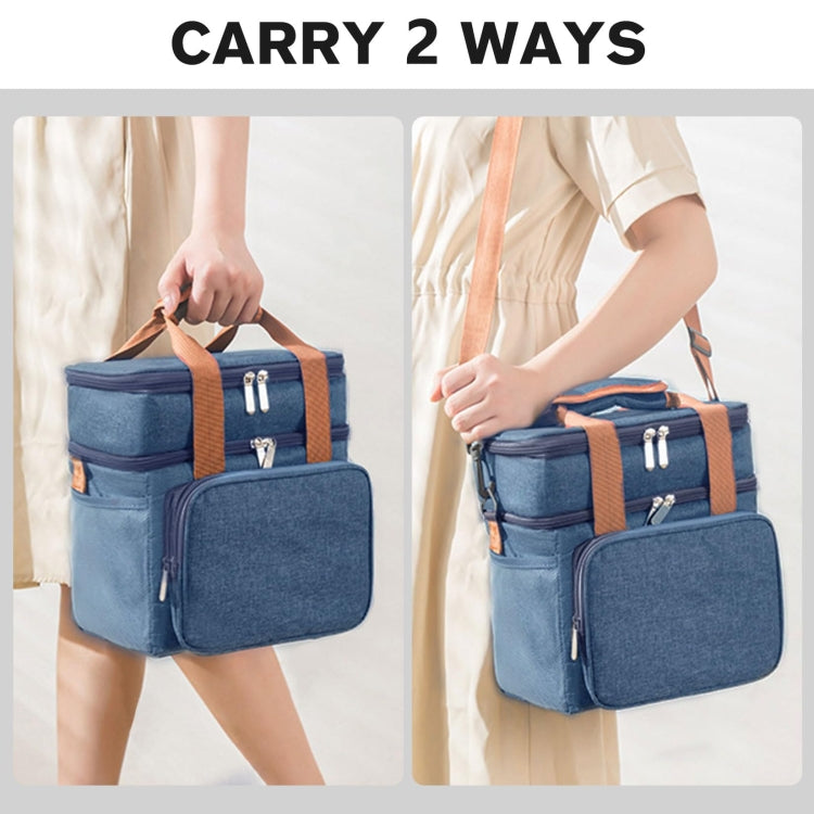 Double Layer Insulated Lunch Bag Large Capacity Food Cooler Bag with Shoulder Strap