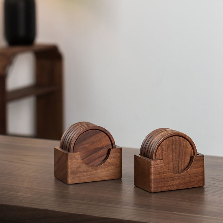 6pcs /Set Walnut Coaster Wooden Tea Ceremony Tray Coffee Cup Solid Wood Insulation Pad