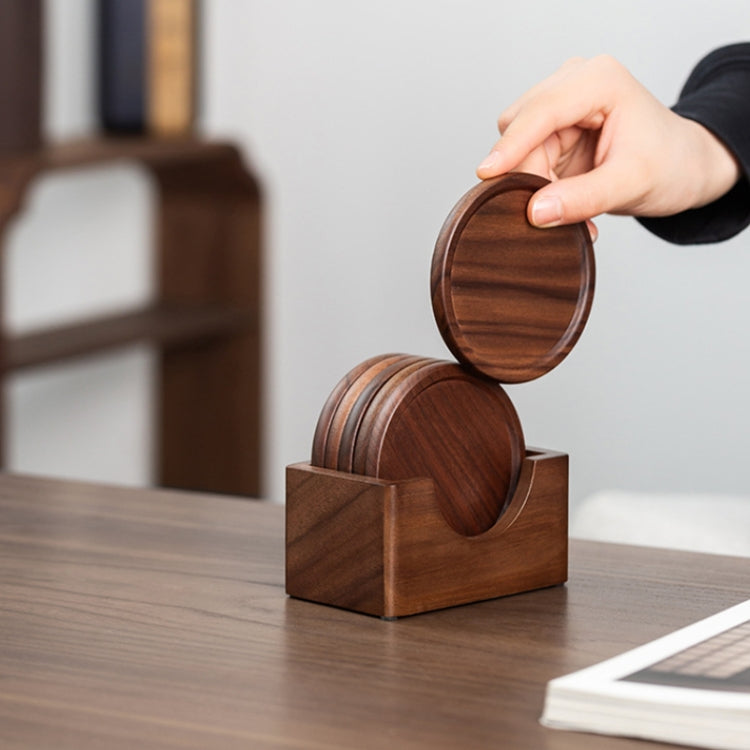 6pcs /Set Walnut Coaster Wooden Tea Ceremony Tray Coffee Cup Solid Wood Insulation Pad